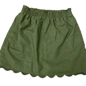 J. Crew Olive linen blend scalloped hem lined skirt size 4